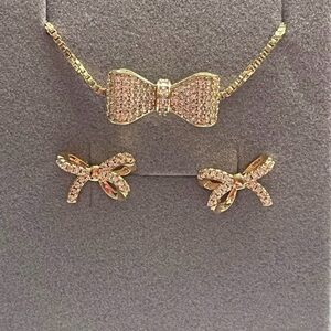 Elegant Gold Bow Jewelry Set